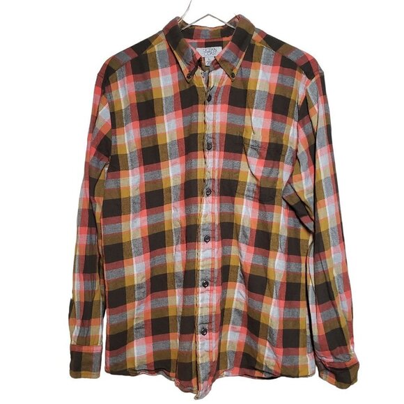 Ocean Coast Flannel Shirt Cotton Plaid Check Long Sleeve Button Down Mens Large - Picture 1 of 8